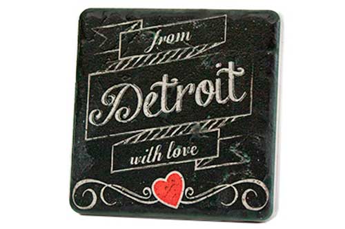 From Detroit with Love Porcelain Tile Coaster Coasters   