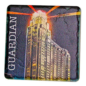 Vintage Guardian Building at Night Porcelain Tile Coaster Coasters   
