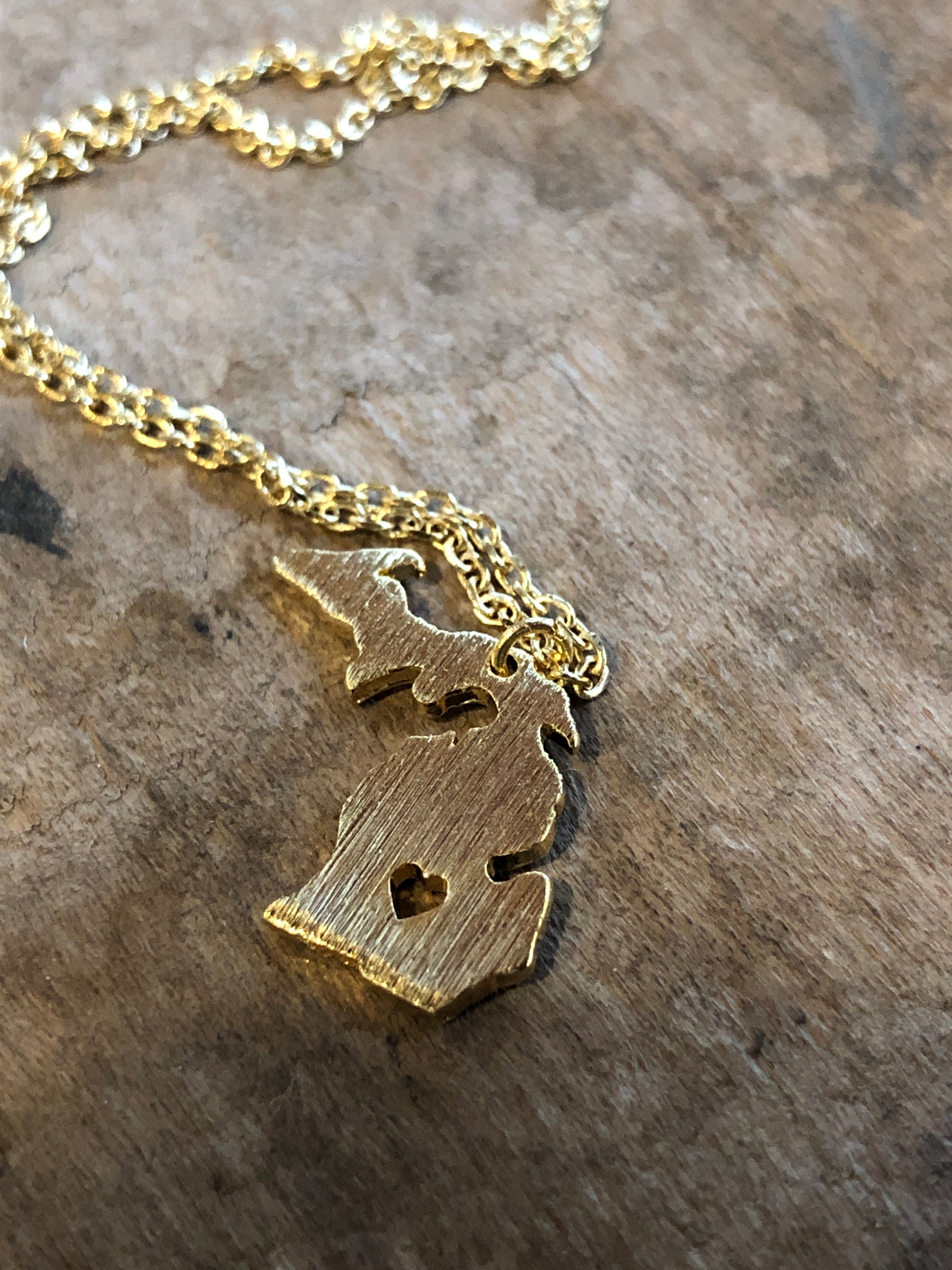 Michigan Love Dainty Necklace / Gold Jewelry   