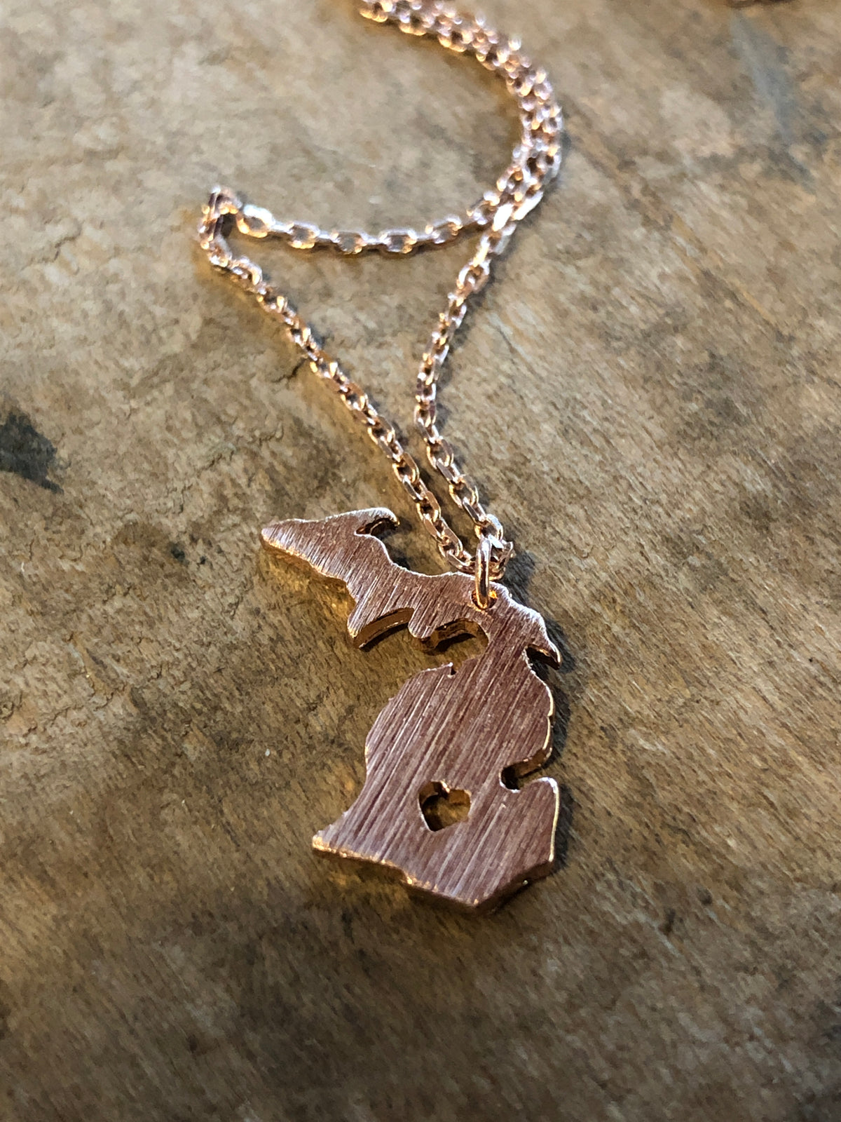 Michigan Love Dainty Necklace / Rose Gold Jewelry   