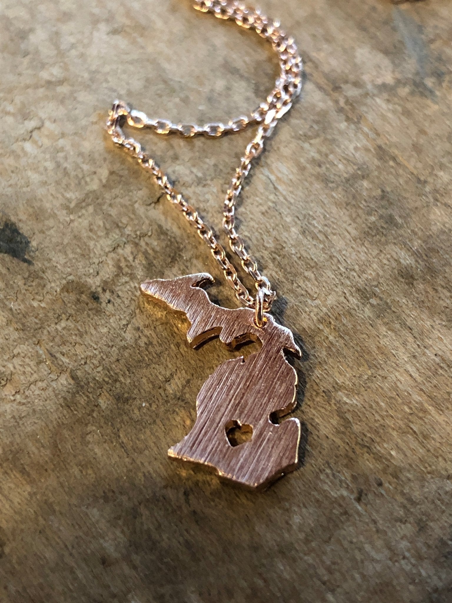 Michigan Love Dainty Necklace / Rose Gold Jewelry
