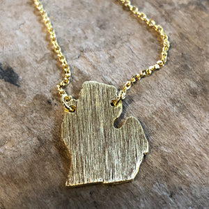 Michigan Mitten Dainty Necklace / Gold Jewelry   