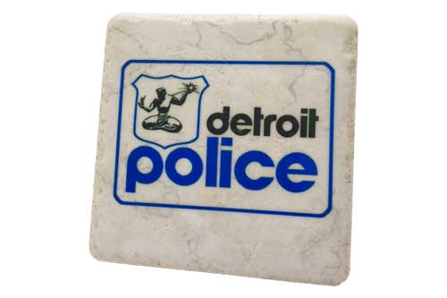 Detroit Police Vintage Logo Porcelain Tile Coaster Coasters   
