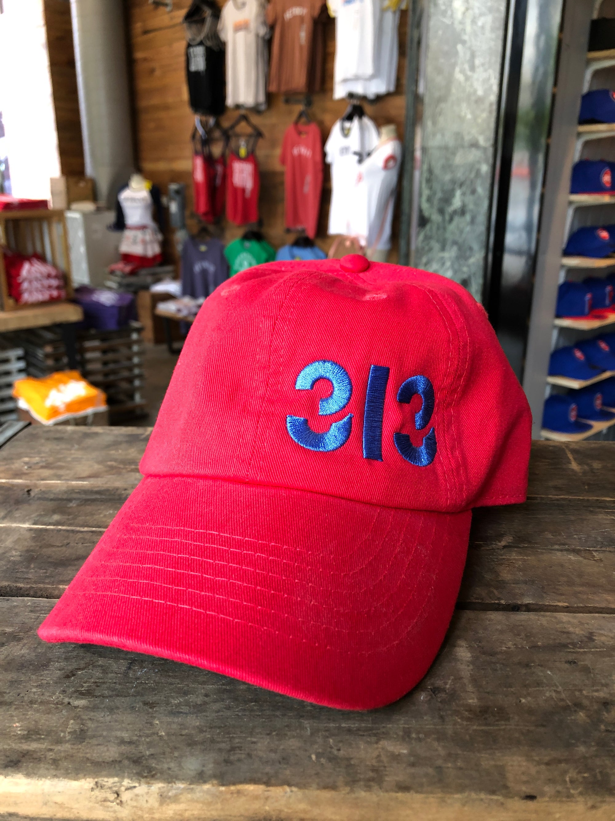 313 Champion Twill Cap - Blue + Red Hat   
