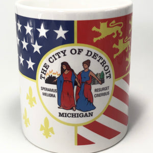 Detroit City Flag 11 oz Coffee Mug glass   