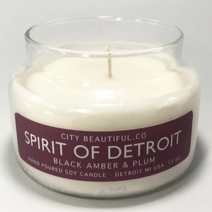 Spirit of Detroit Candle - Black Amber and Plum - 15 oz Candle   