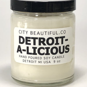 Detroit-A-Licious - Hand Poured Soy Candle by City Beautiful . Co - 9oz. Candle   