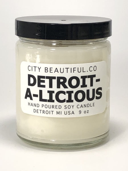 Detroit-A-Licious - Hand Poured Soy Candle by City Beautiful . Co - 9oz. Candle   