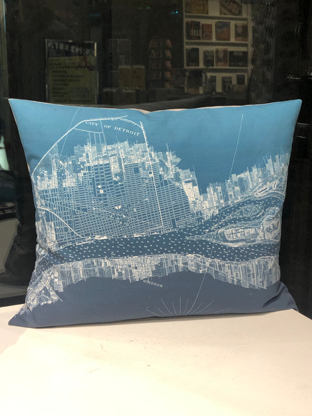 Hand-Made 16" x 13" Teal Detroit + Belle Isle Pillow Pillow   