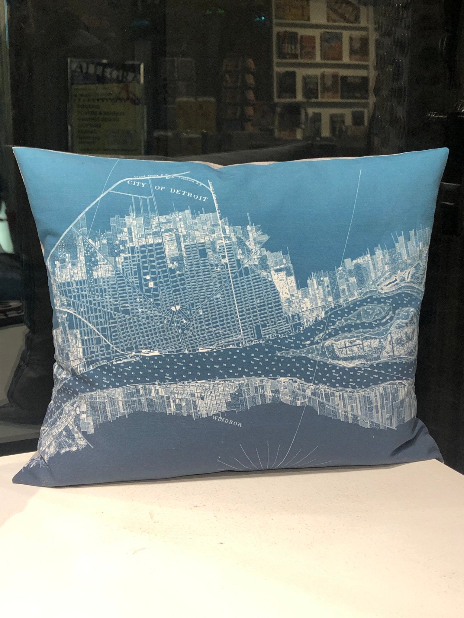 Hand-Made 16" x 13" Teal Detroit + Belle Isle Pillow Pillow