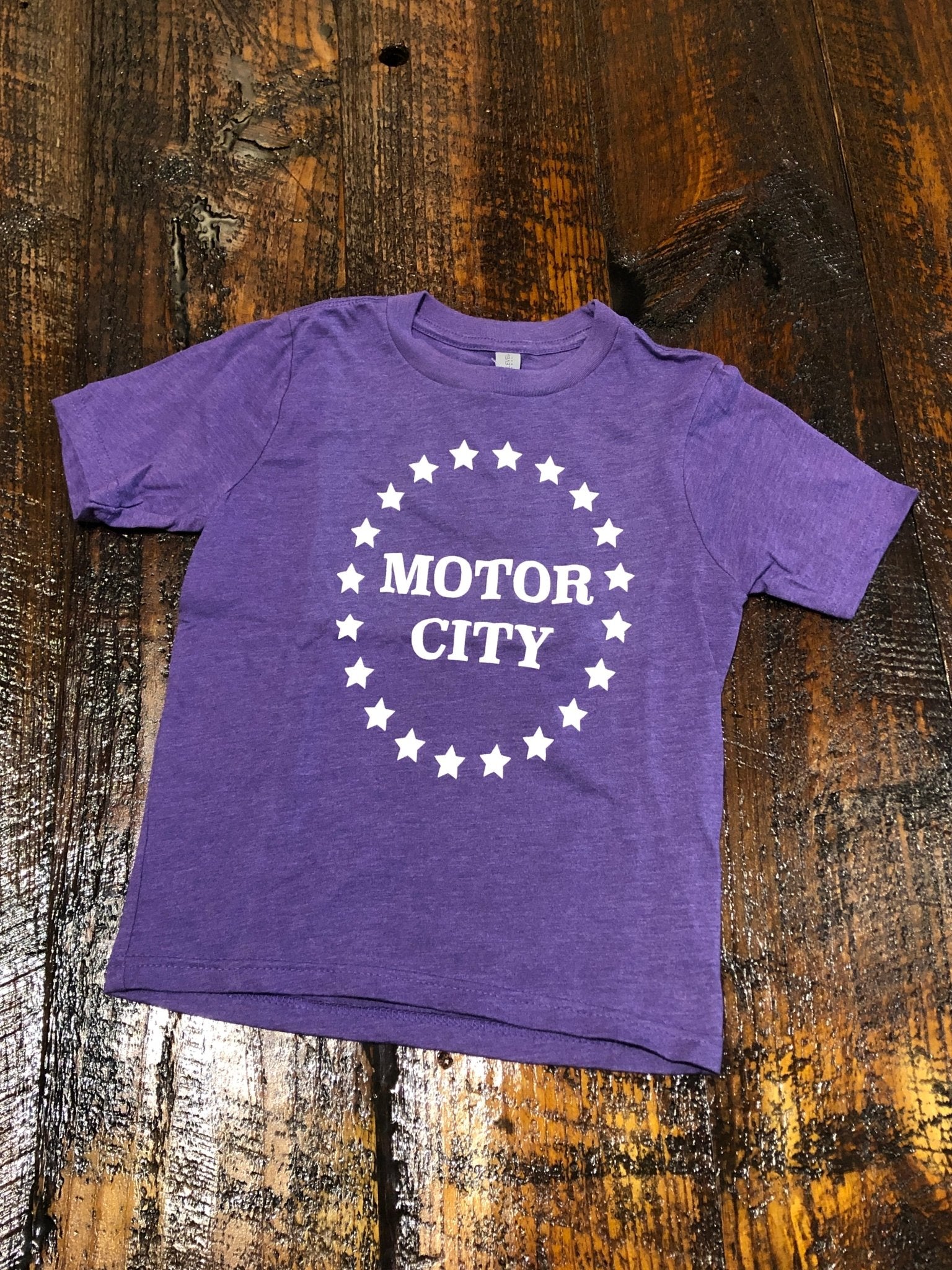 Motor City Stars Youth Tee / White + Heather Purple / Youth Kid's Apparel