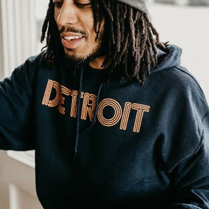 Detroit Neon Pullover Hooded Sweatshirt / Orange + Navy / Unisex Unisex Apparel   