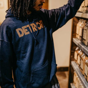 Detroit Neon Pullover Hooded Sweatshirt / Orange + Navy / Unisex Unisex Apparel   