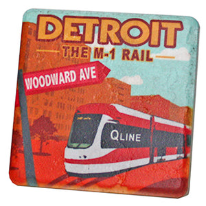 M1 Rail Travel Poster Porcelain Tile Coaster Coasters   