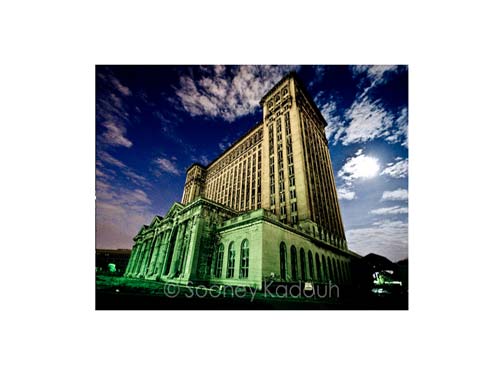 Michigan Central Station at Night Luster or Canvas Print $35 - $430 Luster Prints and Canvas Prints   
