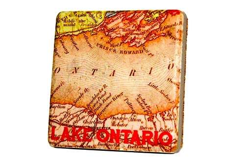 Lake Ontario Map Porcelain Tile Coaster Coasters   
