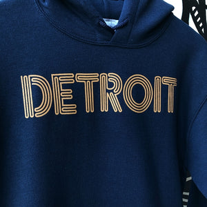 Detroit Neon Pullover Hooded Sweatshirt / Orange + Navy / Unisex Unisex Apparel   