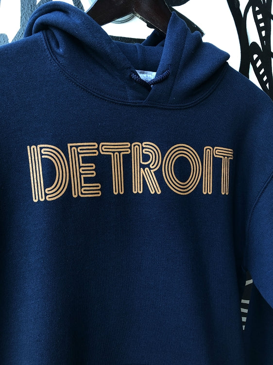 Detroit Neon Pullover Hooded Sweatshirt / Orange + Navy / Unisex Unisex Apparel   