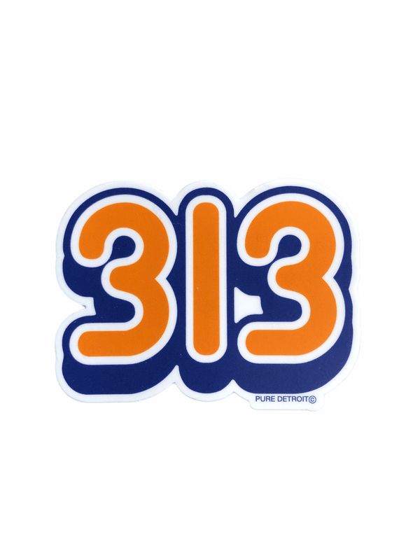 313 Decal / Orange - Pure Detroit