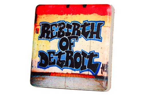 Rebirth of Detroit Porcelain Tile Coaster Coasters   
