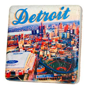 Detroit Stadium Skyline Porcelain Tile Coaster Coasters   