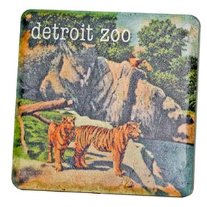 Vintage Detroit Zoo Tigers Porcelain Tile Coaster Coasters   