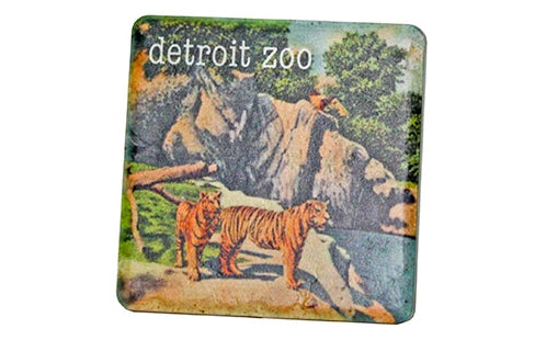 Vintage Detroit Zoo Tigers Porcelain Tile Coaster Coasters   