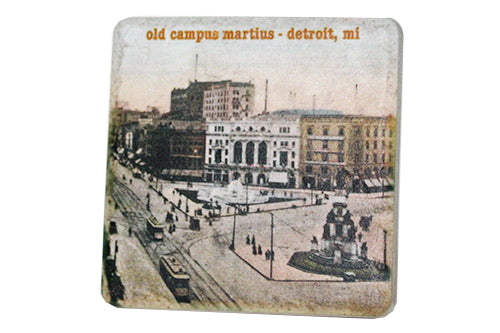 Vintage Old Campus Martius Porcelain Tile Coaster Coasters   