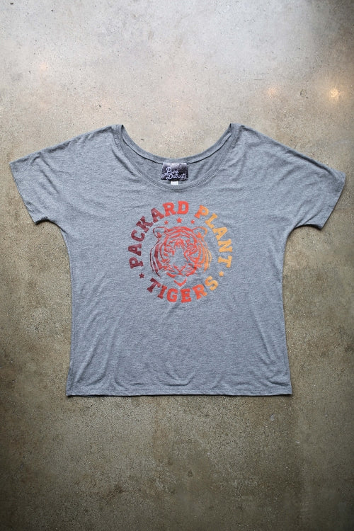 Packard Plant Tigers Slouchy Tee / Gray / Women's Women's Apparel   