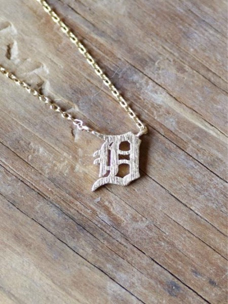 Detroit D Necklace, 14k Gold