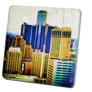Detroit City View Porcelain Tile Coaster Coasters   