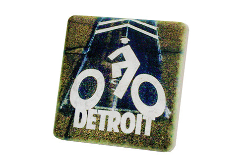 Bike Detroit Porcelain Tile Coaster Coasters   