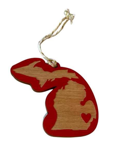 Detroit Love Laser-cut Ornament Ornament Bright Red  