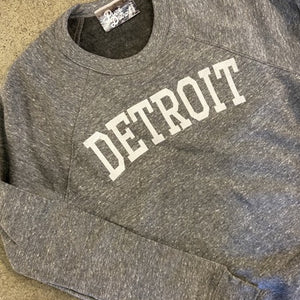 Detroit Collegiate Arch Pullover /  White + Heather Gray / Unisex sweatshirt   