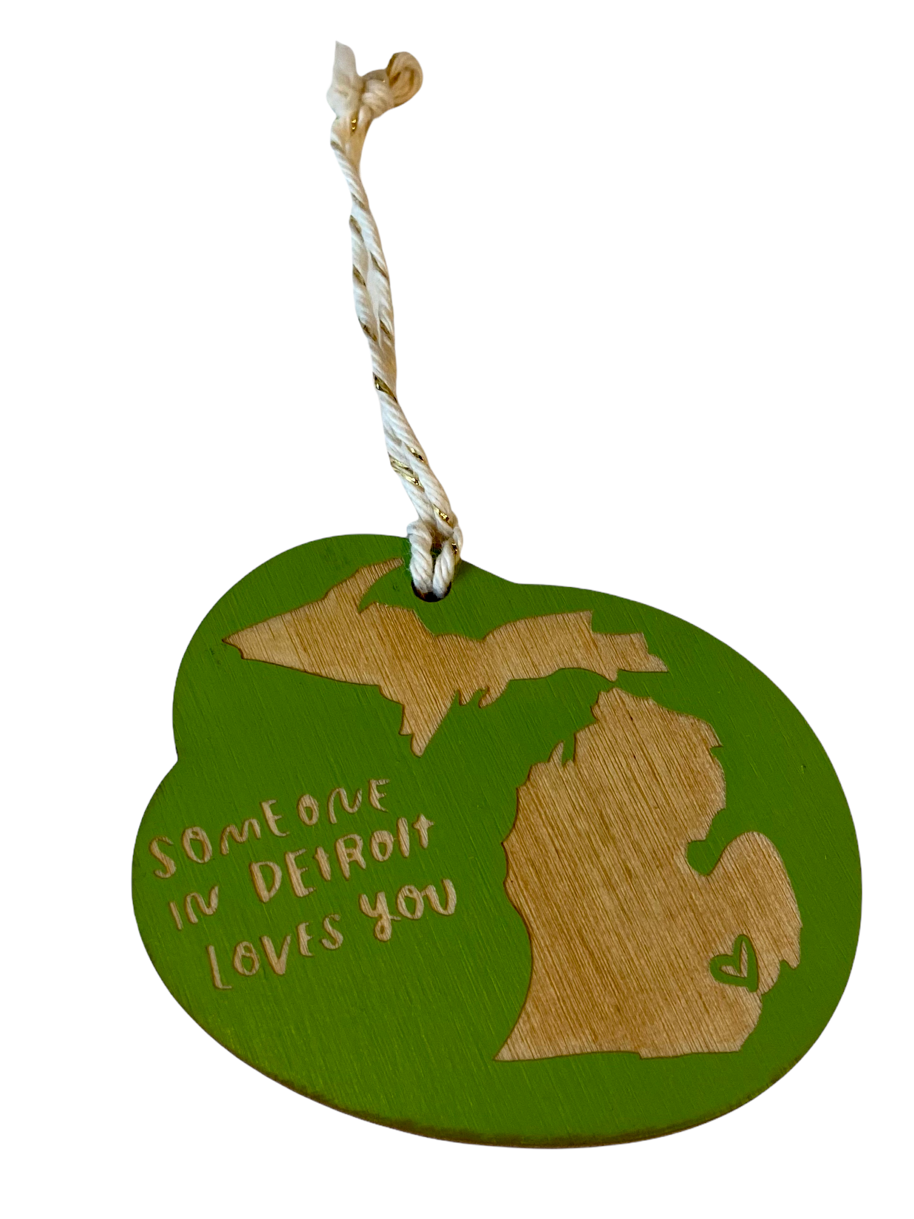 "Someone in Detroit Loves You" Laser-cut Ornament Ornament Olive  