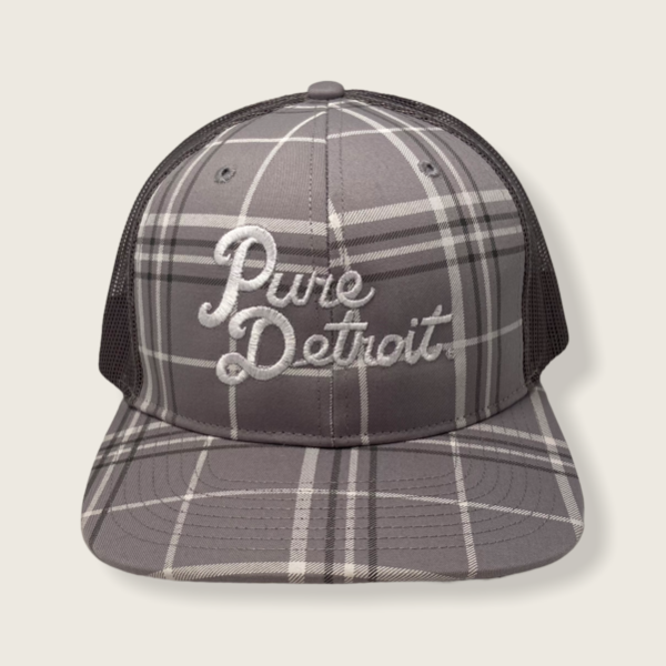 Pure Detroit Leisure Adjustable Hat / White + Gray Plaid Hat   