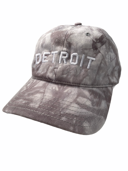 Detroit Classic Tie Dye Adjustable Hat / White + Gray Hat   