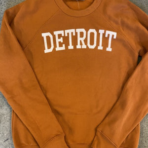 Detroit Collegiate Arch Pullover /  White + Pumpkin / Unisex sweatshirt   