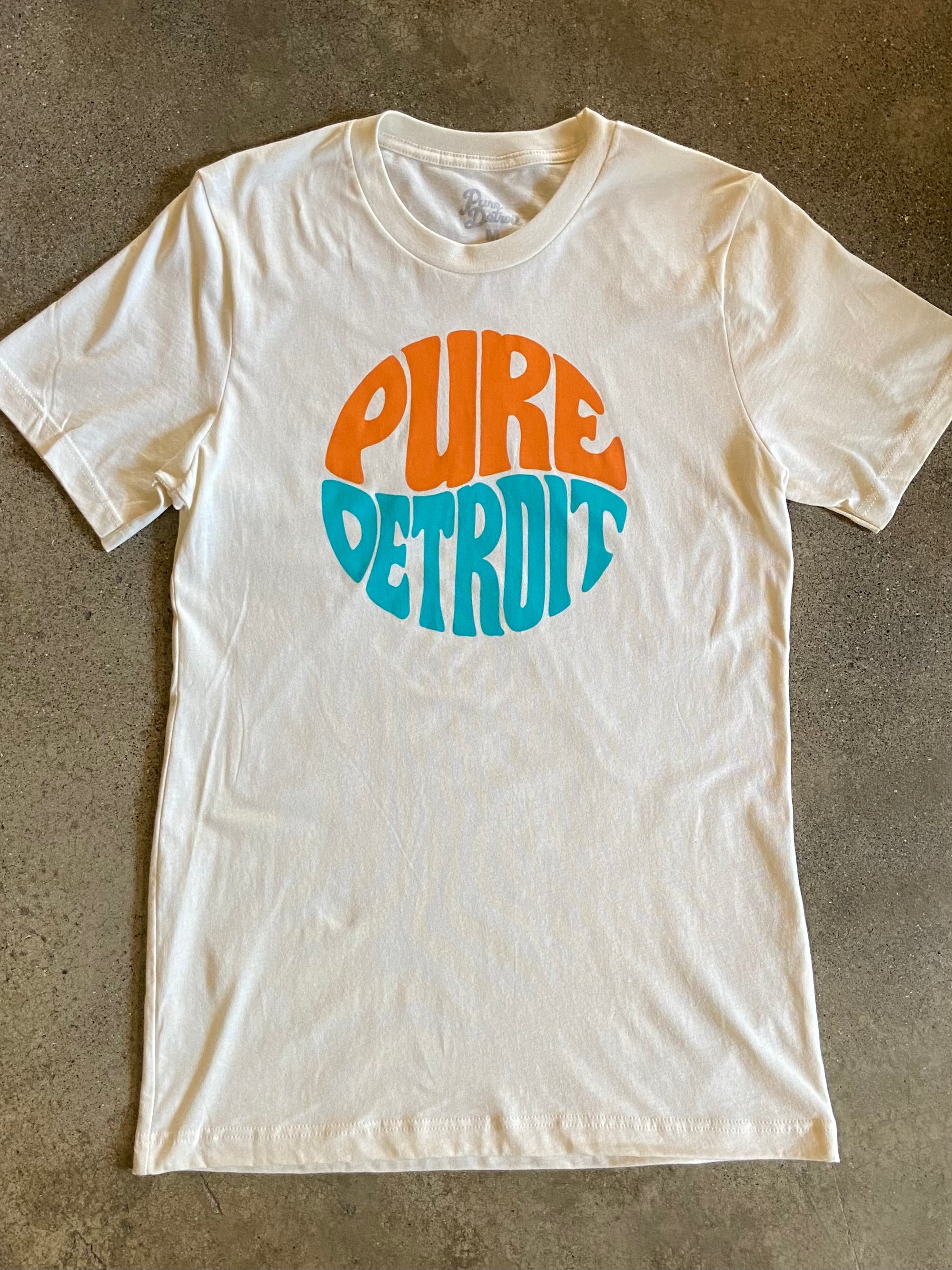 Pure Detroit Retro Tee /  Orange & Aqua + Cream / Unisex Unisex Apparel   