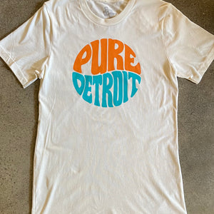 Pure Detroit Retro Tee /  Orange & Aqua + Cream / Unisex Unisex Apparel   