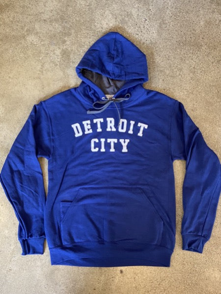 Detroit City Hooded Pullover / White + Royal Blue / Unisex Unisex Apparel   