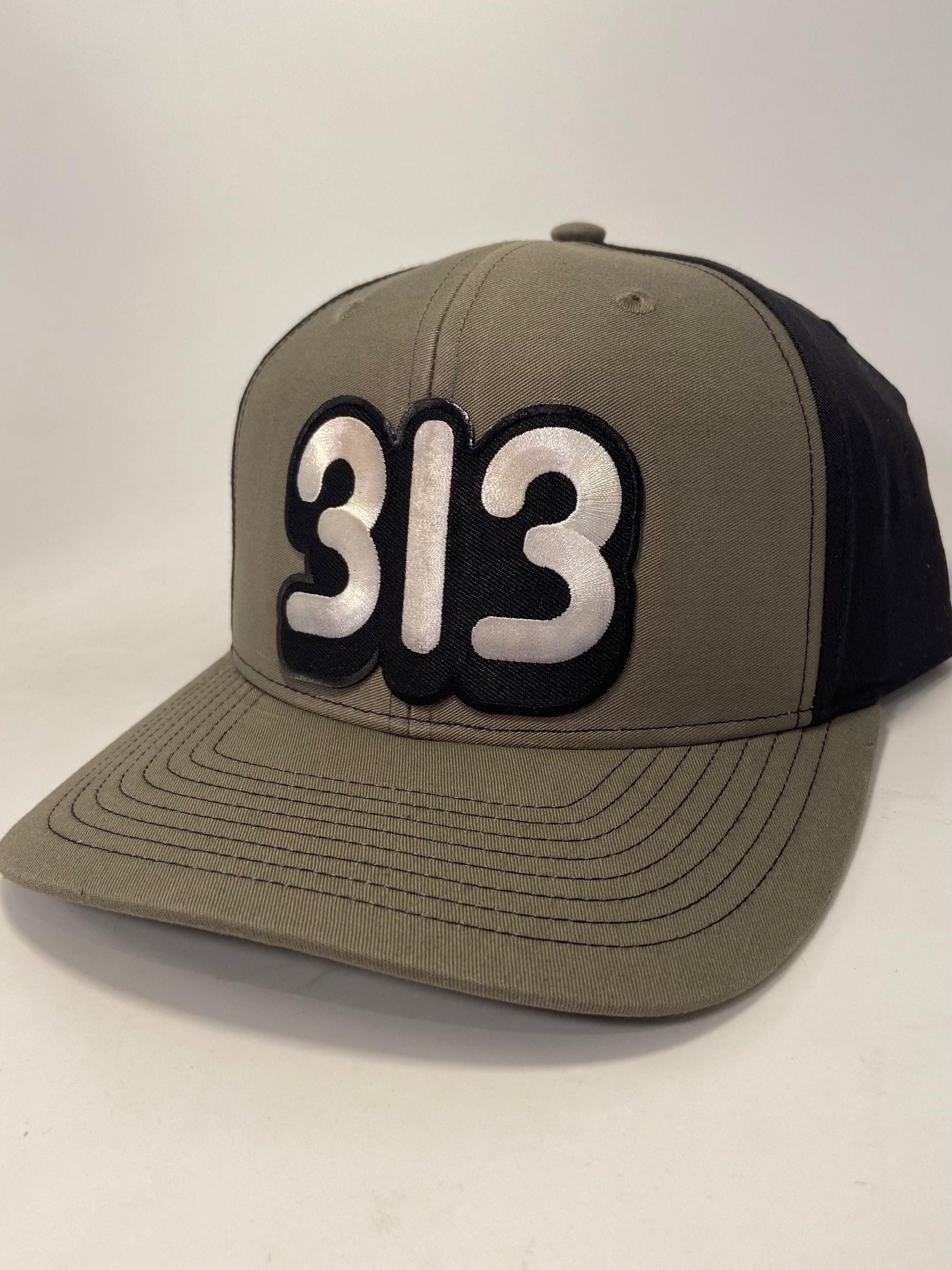 313 Snapback Hat / Black + Olive Hat   