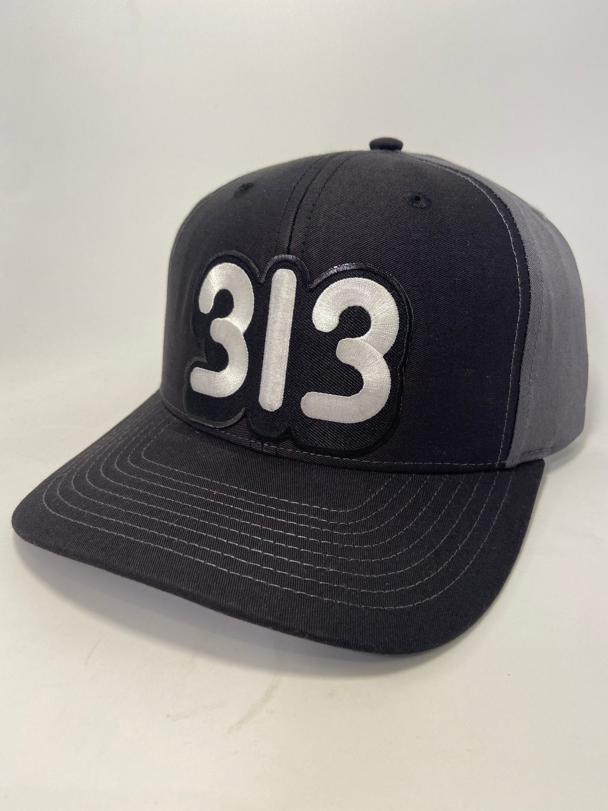 313 Snapback Hat / Black + Charcoal Hat   