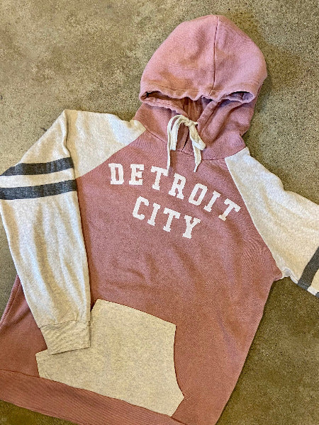 Detroit City Fleece Hoodie / White + Orchid/Oatmeal / Women's Women's Apparel   