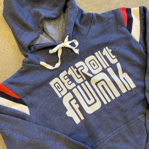 Detroit Funk Hooded Pullover /  White + Navy / Unisex sweatshirt   