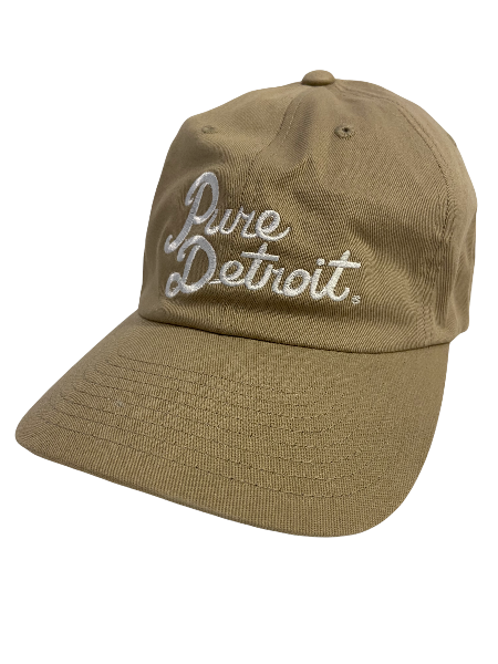 Pure Detroit Script Flexfit Fitted Hat / Tan Hat   