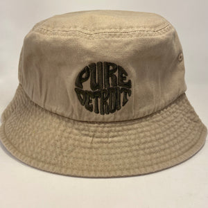 Pure Detroit Retro Bucket Hat/ Unisex / Pine + Sandy Brown    