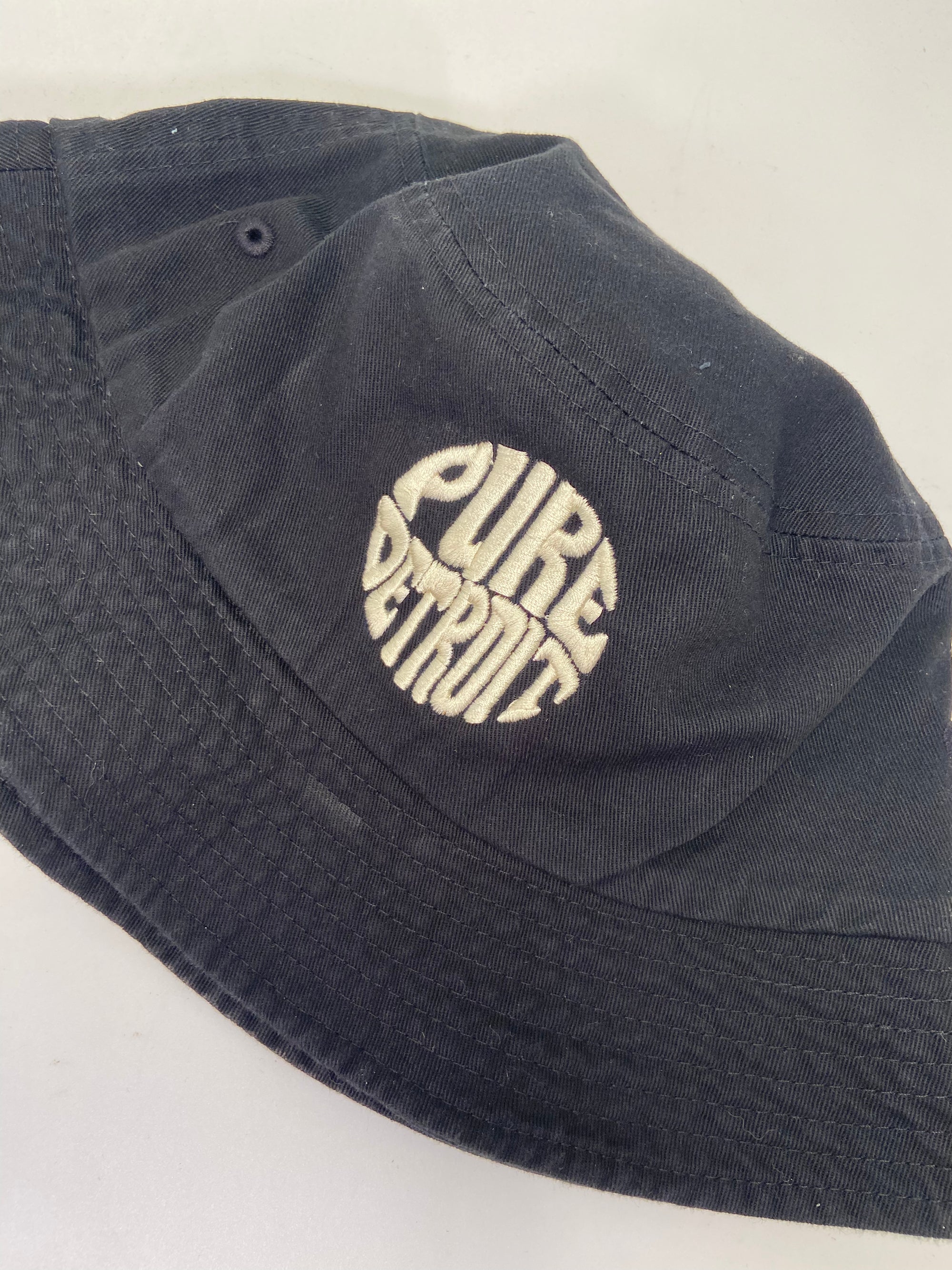 Pure Detroit Retro Bucket Hat/ Unisex / Cream + Black    