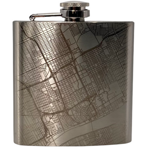 Map of Detroit Hip Flask / Silver glass   