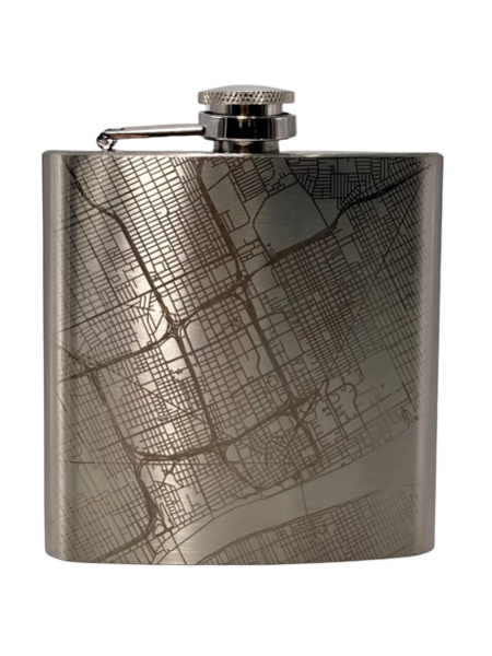 Map of Detroit Hip Flask / Silver glass   